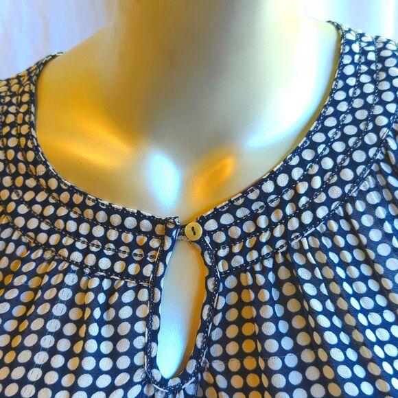 Max Edition Navy & White Polka Dot Short Sleeve Blouse – Size S - Picture 3 of 10